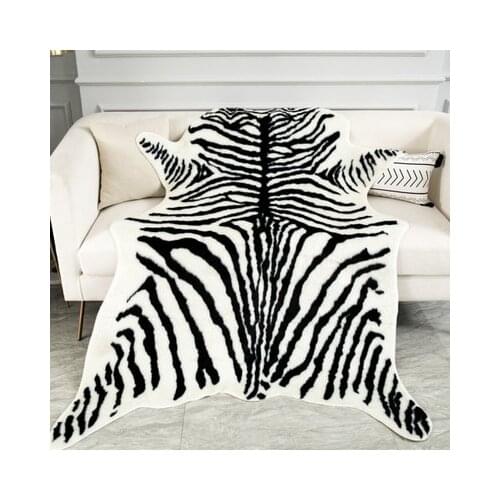 Faux Fur Rug Animal Shape Leopard Print Pattern Floor Mat Chair Cover Furry Fluffy Bedroom Living Home Room Seat Pad Carpet