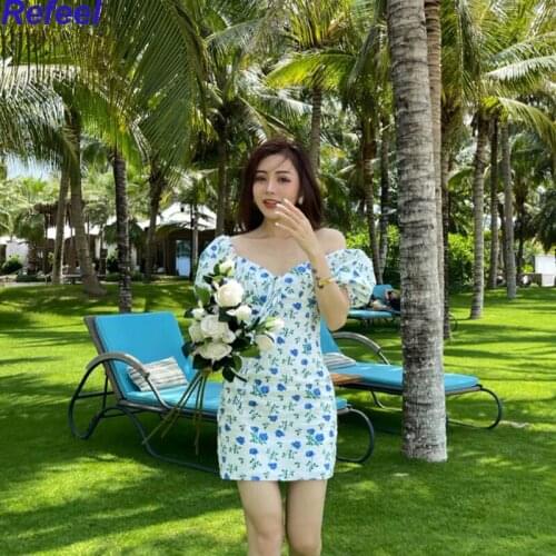 Summer New Dresses For Women 2021 Fashion Floral Print Short Sleeve Womens Dress Elegant Lady Vestidos Sundress