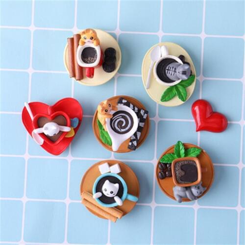 ZOCDOU 1 piece Cute Coffee Cup Cat Kitty Fridge Magnets Decoration Blackboard Food Sticker Cartoon Paster Home Car Door Ornament