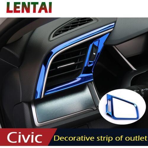 LENTAI Car Styling Stickers For Honda Civic 2018 2019 2016 2017 10 Accessories Center Console Air Conditioner Vent Outlet Frame
