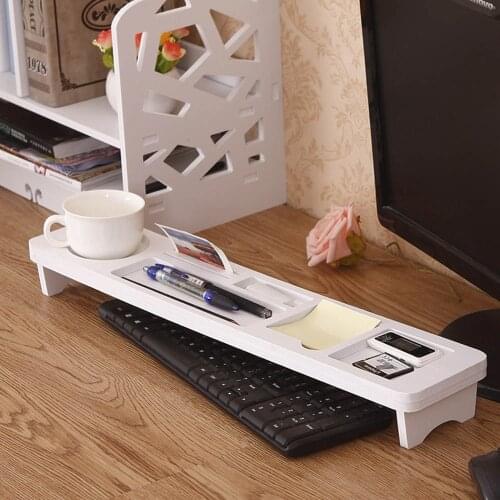 Desk Storage Organizer Over Keyboard Desktop Sundries Small Objects Stationary Shelf with 7 Compartment for Home Office Supplies