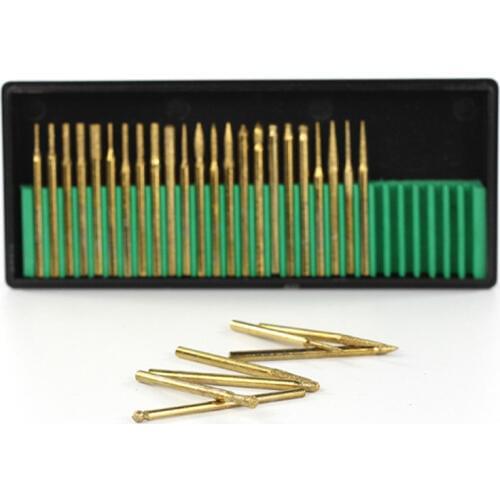 New 30 pcs/lot Diamond Grinding Head Shank Drill Bit Set Burr Drill Grinder Bits Dremel Rotary Tools Woodworking Electric Tools