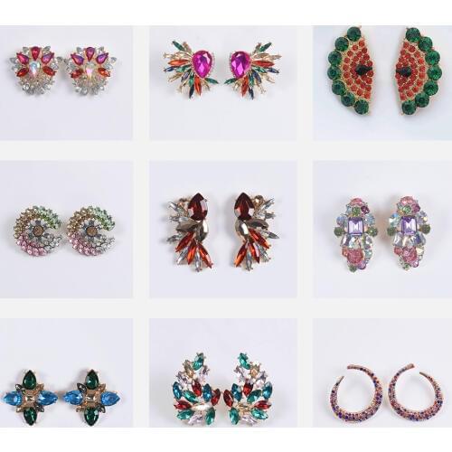 New Za Statement Earrings For Women Geometric Rhinestone Vintage Big Earrings Wedding Jewelry
