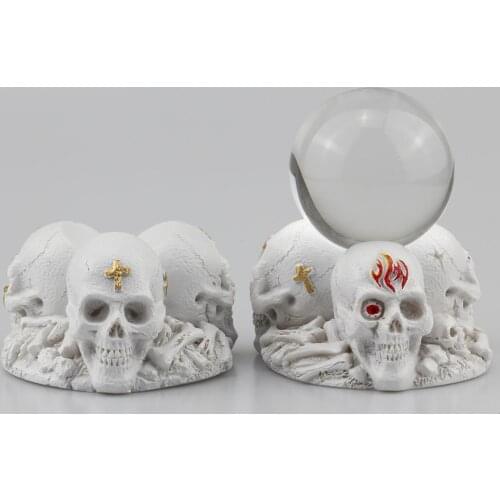 Resin Skull Display Stand for Crystal Glass Lens Ball Divination Photography Lensball Base Magic Sphere Holder Skeleton Model
