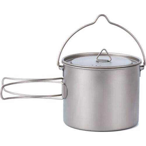Outdoor Hiking Camping TitaniumPOT WITH Hanging Pot BAIL HANDLE Outdoor Equipment 750ml, 900ml, 1100ml, 2000ml, 2800ml