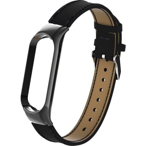 Genuine Leather Various Style Black White Watch Straps For Xiaomi Mi Band 5/6 Smart Bracelet For Mi Band 5 Wristband Replacement