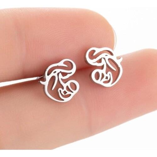 Stainless Steel Humanoid Stud Earrings Baby Child Mom Dad Loved One Gift for Family Member Mothers Day Birthday Best Jewelry