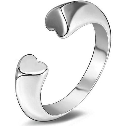 Send box jewelry jewelry Korean version of the two love double head design adjustable size ring # 33