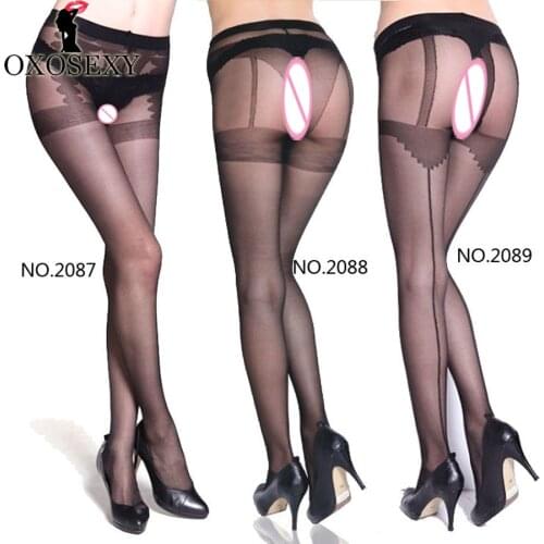 Thin Back Seam Transparent Sexy Nylon Stretchy Female Pantyhose Womens Fashion Tights Lady Black Skin Stocking T-crotch 357