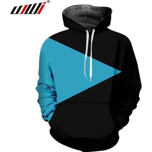 UJWI Geometry And Triangle Man Hoodies 3D Printed Black Blue Sportswear Best Selling Mens Pullover New Recommend