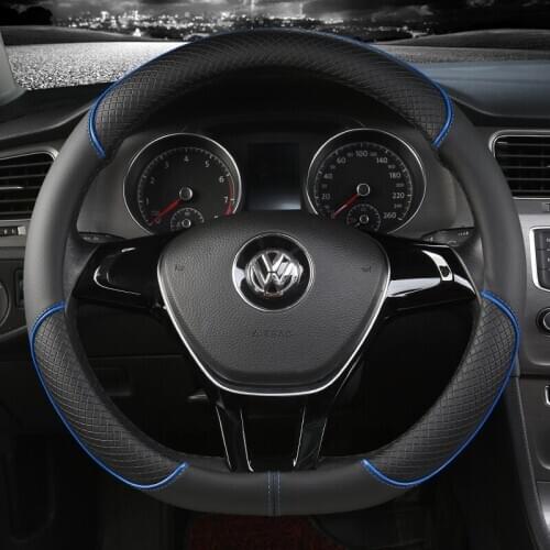 D Shape Leather Car Steering Wheel Cover Four Seasons Steering Wheel Hubs for VW GOLF 7 8 2015 POLO JATTA Interior Accessories