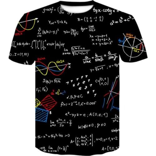 Funny printed math formula 3D printed streetwear fashion men’s and women’s short-sleeved O-neck T-shirts unisex school uniforms