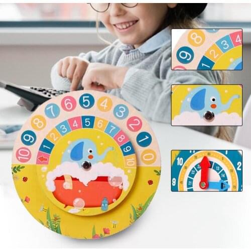 1Pcs Creative Kids Wooden Clock Simple Design Early Education Montessori Clock Toy Cognitive Teaching Aid Clock Toy