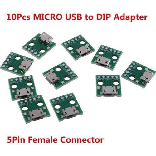 10 Pcs/lot MICRO USB to DIP Adapter 5Pin Female Connector PCB Converter Board Wholesale