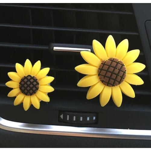 JOORMOM 2 pcs Car Air Conditioner Outlet Sun Flower Perfume Clip Solid Balm Aromatherapy Car Decoration