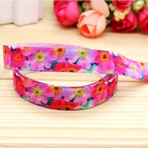 5/8'' Free shipping Fold Elastic FOE flowers printed headband headwear hairband diy decoration wholesale OEM P5117