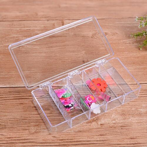 5 Compartments Clear Rectangle Storage Box Case Hinged Lid Medicine Organizer Sock Underwear Storage Box Bedroom Supplies New