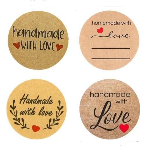 500 Pcs/roll DIY Love Handmade Homemade Sticker Writing Kraft Paper Round Packaging Label Sticker Gift Decoration Sticker