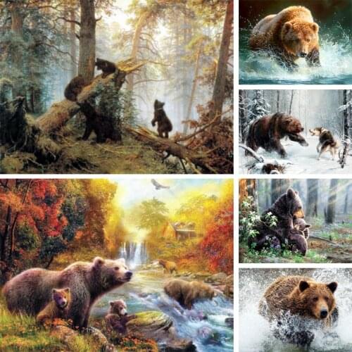 5D DIY Diamond Painting Bears Rhinestone Painting Full Diamond Embroidered Picture Mosaic Home Decor Inlaid Beaded Gift