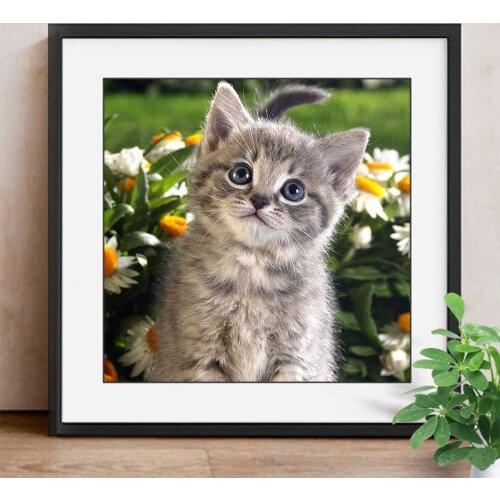 Diamond Painting Cat Full Round Resin Diamond Embroidery Animals Needlework Mosaic Art Home Decorative