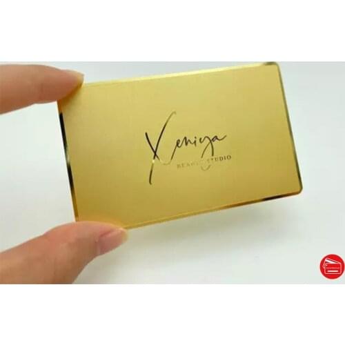 Free design bulk custom mirror gold metal card etching name metal business card