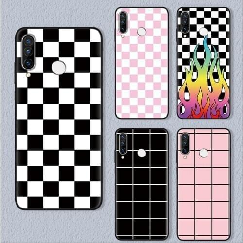 Checkerboard Plaid Case For Huawei P30 P20 P40 Lite E P Smart 2020 2019 S For Honor 20 Pro Lite 30 30s 10i 20i 9A 9C 9S 9X Cover