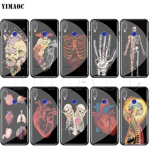 YIMAOC Human Anatomy Tempered Glass Case for xiaomi redmi note 4X 5 6 7 Pro 6A 8 9 A1 A2 Pocophone F1