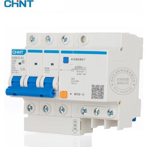 CHNT NXBLE-63 Residual current operated circuit breaker RCBO 6KA type C 3P 30mA 50HZ 6A 10A 16A 20A 25A 32A 40A 50A 63A