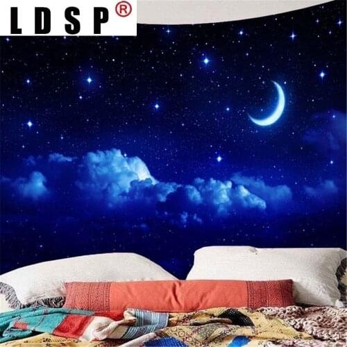 LDSP Moon Stars Starry Sky GalaxyTapestry Wall Art Cloth Hanging Tapestry Universe Tapiz Tapestry Modern Home Decor Living Room