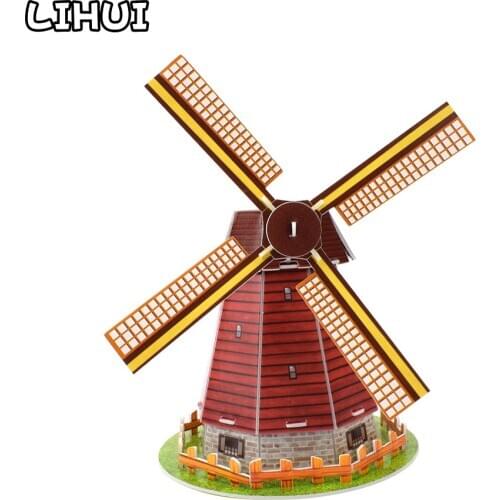 Dutch Windmill 3D Puzzle Assembled DIY Model Toys for Children Game World Architecture Jigsaw Kids Toy Travel Souvenir Gifts