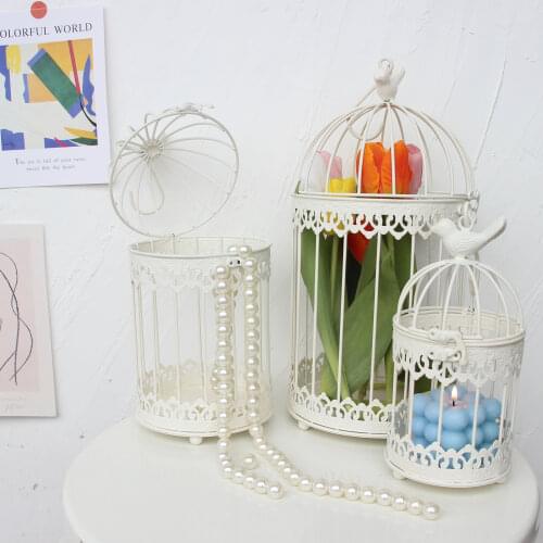 Golden Modern iron wrought metal birdcage white small middle Sets large bird cage decoration hanging flowerpot succulent plants