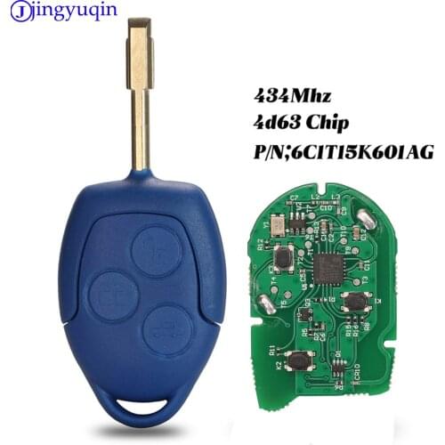 Jingyuqin Replacement Remote Key 3 Buttons 433MHz 4D63 For Ford Transit WM VM 2006-2014 6C1T15K601AG