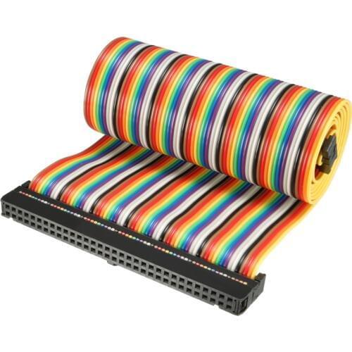 Uxcell 1pcs 64 Pins Rainbow Color 43cm 48cm 66cm Length 2.54mm Pitch Flexible Ribbon Jumper Cable for PCB With Header Connector