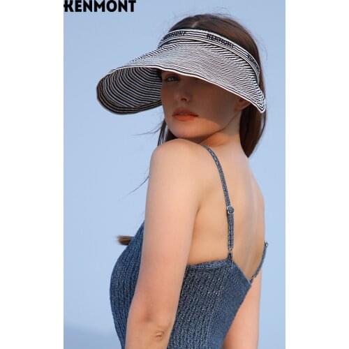 KENMONT outdoor sports empty sun sun visor hat female summer big brim anti-ultraviolet face sun hat shell hat