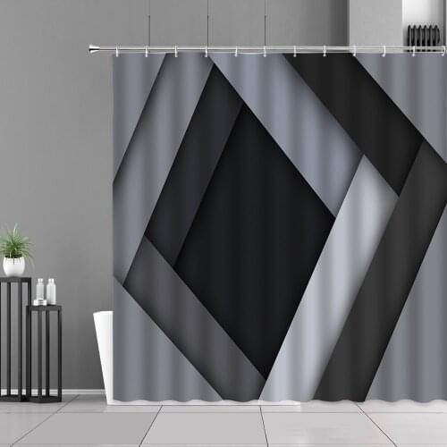 Creative Geometric Shower Curtain Modern Black And White Gray Stripes Simple Fashion Nordic Home Decor Waterproof Bath Curtains