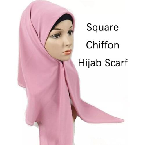 Square Chiffon Hijab 115*115cm Heavy Chiffon Solid Color Headscarf Muslim Women Hijab Fashion Scarf Veil