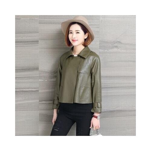 2020 Women Spring Genuine Real Sheep Leather Jacket R38