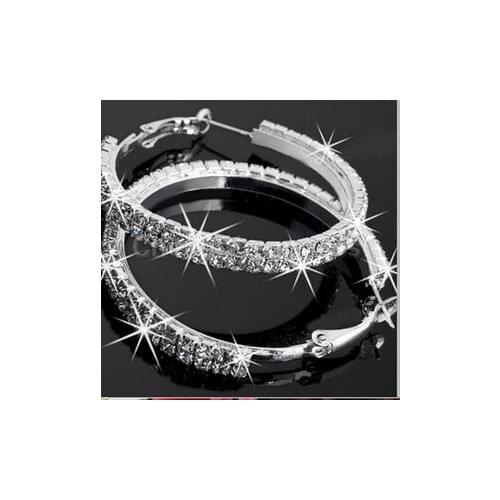 Fashion 1Pair New Crystal Rhinestone Exaggerated Luxury Big Circle Earrings Female Ear Ring