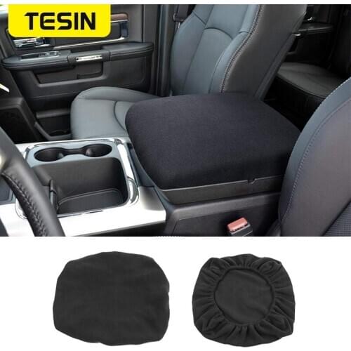 Car Interior Mouldings Armrest Box Cloth Cover for Dodge Ram 2010+ Car Armrest Storage Box Cover for Dodge Ram 2010+ Accessories