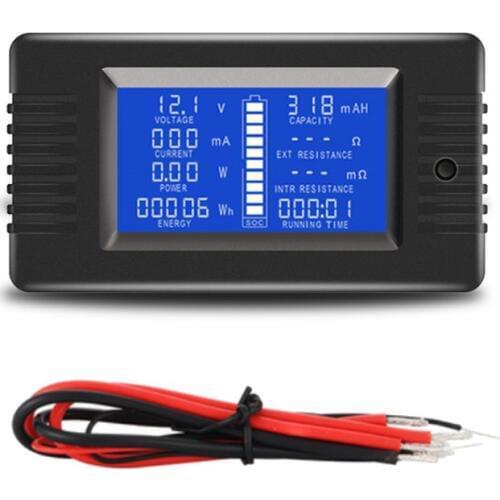 DC Multimeter 0-200V 0-10A Battery Tester Voltmeter Ammeter Power Voltage Current Impedance Capacity Energy Time Meter Monitor