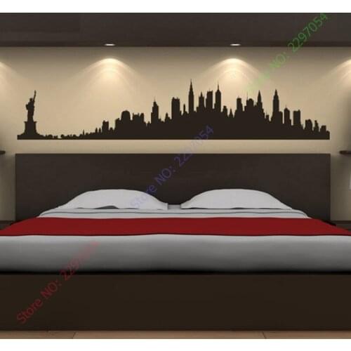 New York City Skyline Wall Stickers America USA Places Wall Art Decal Transfers Custom Made Color 4 sizes can be chosen