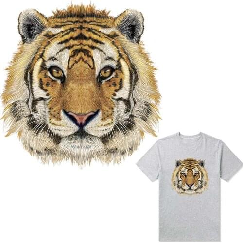 Animal Pattern Patch For Clothing Cool Tiger Hot Tear Transfer Paper Hoodie Tops Diy Heat Press Sticker On Clothes Iron