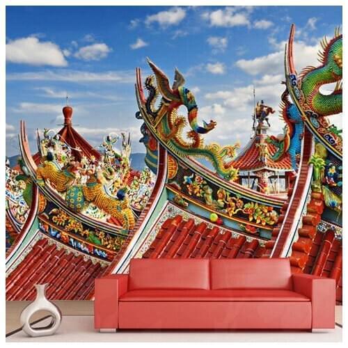 Room 3D China mural wallpaper bedroom living room TV wall of ancient building large personality Custom Size
