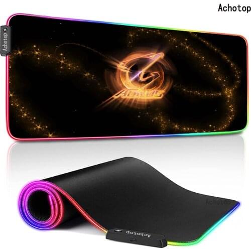 900x400 Aorus Pattern Mouse Pad Desk Pad XL Anime Cool Mouse Pad HD Print Computer Gamer Locking Edge Mouse Mat LED 7 Color RGB