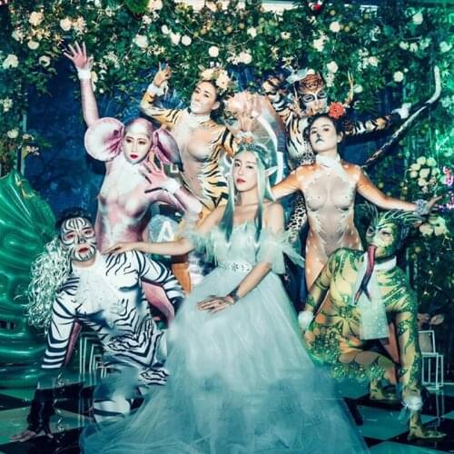 Novelty Printed Spandex Stretch Skinny Jumpsuit Men Women Cosplay Costume Halloween Rave Party Role-playing Stage Clothes XS2282