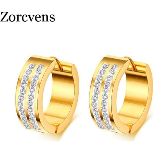 Modyle 2020 New Big Round Luxurious Brincos Unique Clear Rhinestone Gold-Color Hoop Earrings For Women Jewelry