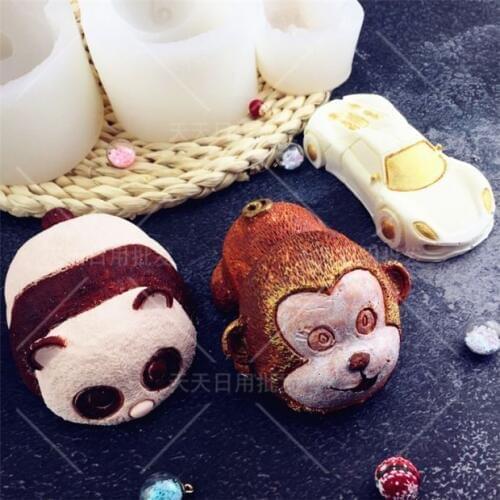 Panda Monkey Car Fondant Silicone Mold Cake Mould Fondant Mold Cupcake Jelly Candy Chocolate Cake Decorating Tools