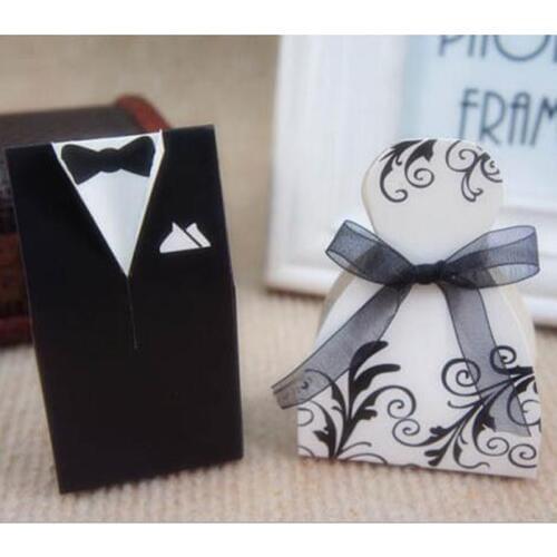 10Pcs Laser Cut Bride and Groom Gift Boxes Favor Paper Candy Box Wedding Favors and Gifts for Guests Wedding Party Decorations
