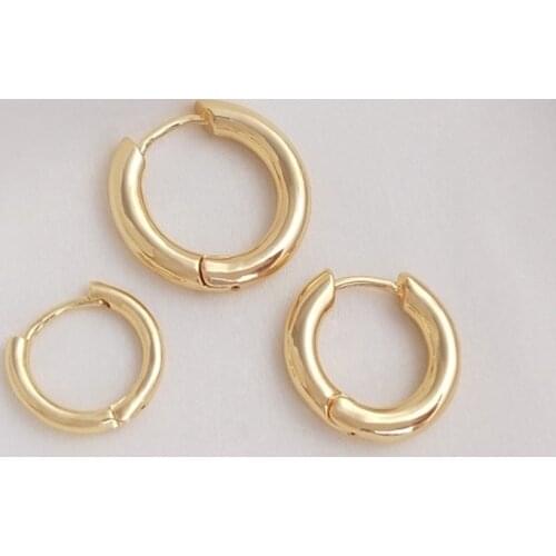 Color Retention 14K True Gold Filled Copper 14/18/20MM Round Hoop Earring Clasps DIY Jewelry Making Accessories