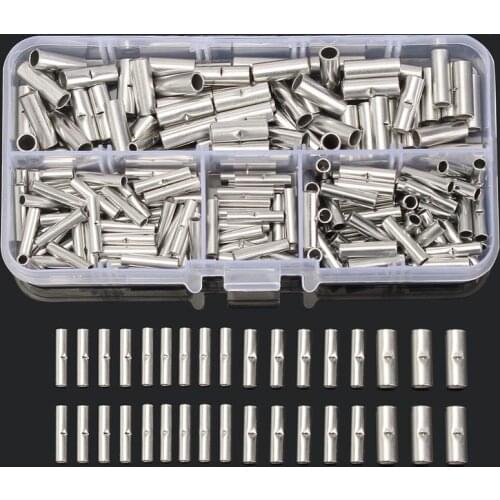 200PCS/Lot Butt Splice Connectors 10mm Copper 22-10AWG Tinned Splice Crimp Terminal Sleeve Cable with Box